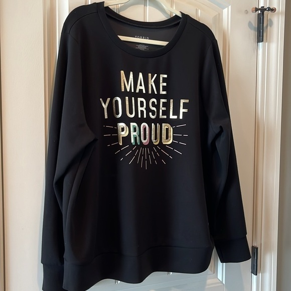 Torrid Active Cupro Long Sleeve Active Sweatshirt Black Make Yourself proud 3X - Picture 8 of 8